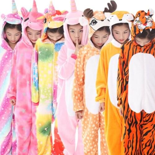 Animals Unicorn Costume boy Girl kid Unicorn Panda Onesies Kigurumi Flannel Stitch Women Anime Jumpsuit Disguise Onepiece Suit