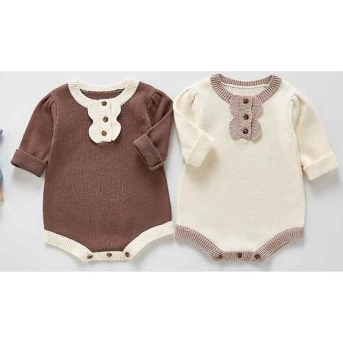 Autumn Newborn Baby Girl Bodysuit Long Sleeve Knitted Jumpsuit Infant Girls Bodysuits Body One Piece Clothing