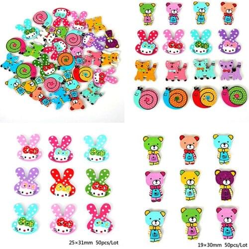 Colorful Mixed Cartoon Animal Wooden Buttons Scrapbooking Crafts DIY Kids Clothing Accessories Sewing Decoration Anchor Decor