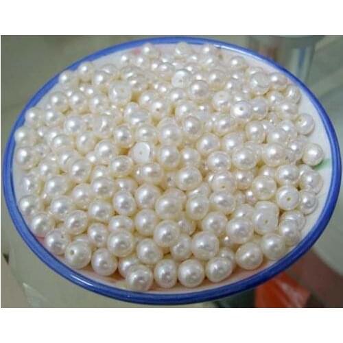 Favorite Pearl Loose Beads AAA 6-7mm White Freshwater Pearl Half Drilled DIY Jewelry Making For Earrings Ring Fine Lady Gift