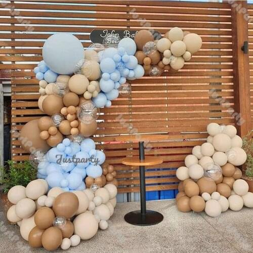 DIY Macaron Blue Balloons Garland Wedding Party Decoration Coffee Ballon Baby Shwoer Birthday Decor Doubled Cream Peach Globos