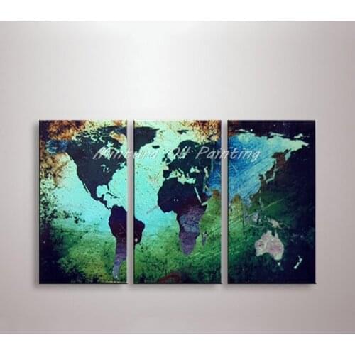 Mintra Art World Map Oil Painting 100% Hand Painted Modern Wall Art Picture Abstract Canvas Oil Paintings For Office Decoration