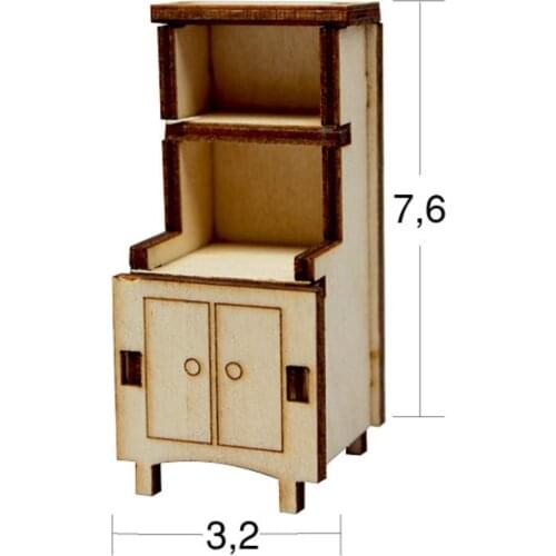 MN21 Miniature Cabinet, Unpainted Raw Wood Miniature