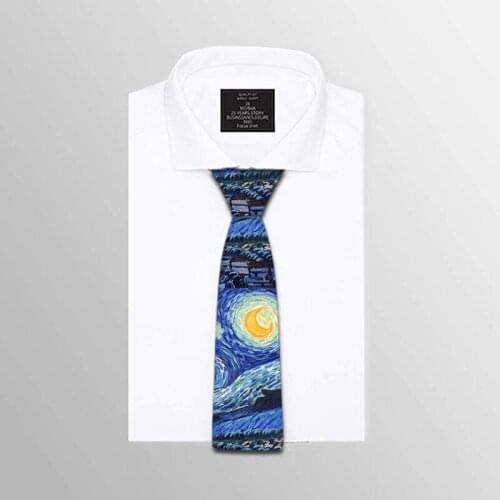 Mens Neck Ties 8cm Classic Oil Painted Wedding Tie For Groom Mens Neckties Slim Novelty Ties Business Accessories 5LD36