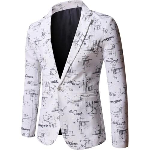 Printed blazer mens Korean style trendy streetwear mens casual wear jacket mens slim suit jacket/ mens formal jacket
