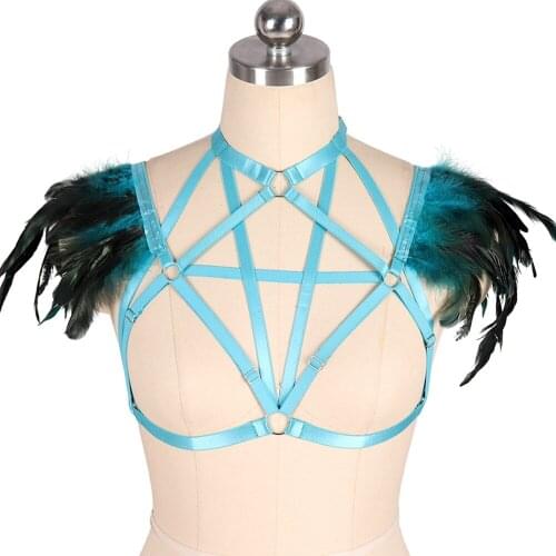 Cosplay Wear Feather Garter Belt Harajuku Erotic Lingerie Bdsm Sexy Costumes Womens Underwear Body Harness Bondage Stockings