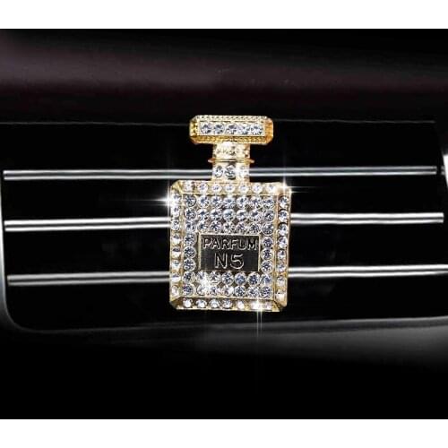 Diamond Perfume Bottle Decor Car Aroma Diffuser Vent Clip Air Freshener In Auto Interior Decoration Bling Car Accessories Girls