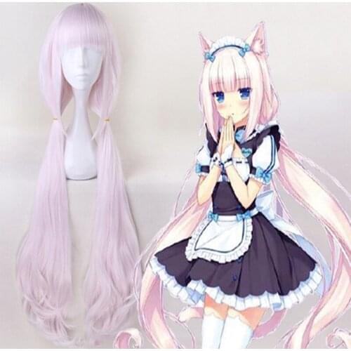 NEKOPARA Cosplay Wigs Vanilla Cosplay Wigs Heat Resistant Synthetic Anime Cosplay Wig Halloween Carnival Party Women Cosplay Wig