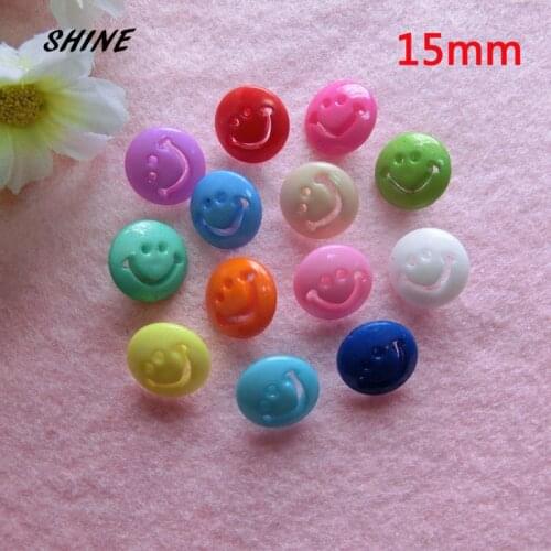 Plastic Sewing Buttons Scrapbooking Round Mixed Single Hole Smiling Face 15mm Dia. 50PCs Costura Botones bottoni botoes D133K1
