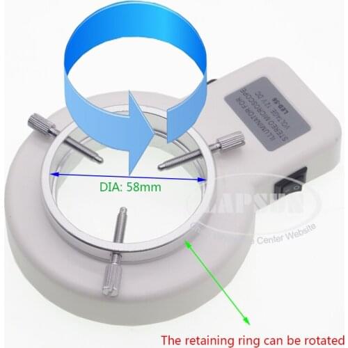 360° Rotation White Adjustable 6500K 56 LED Ring Light illuminator Lamp Industry Stereo Microscope Camera AC 110-240V Adapter