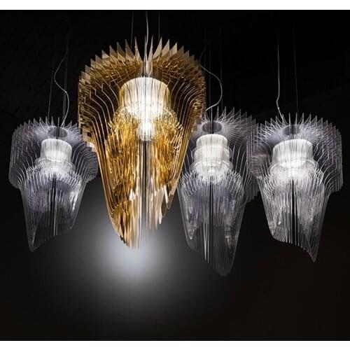 Italy Luxury Acrylic Metal Chandelier Living Room Restaurant Slamp Pendant Light Decor Lighting Fixture LED Suspension PA0662