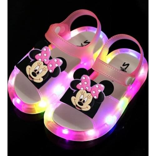 Disney childrens cartoon Minnie Mickey boys and girls baby non-slip soft bottom sandals beach shoes sandals slippers light shoe