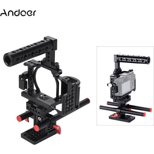 Andoer Stabilizer Video Camera Cage + Hand Grip + Top Handle Kit with Cable Clamp for Sony A6000 A6300 A6500 NEX7 ILDC