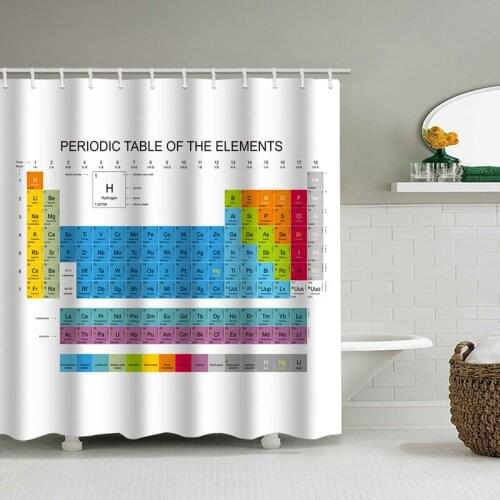 Hot Sale Periodic Table of Elements Shower Curtain Chemical Form Digital Printing Waterproof Shower Curtain Bathroom Products