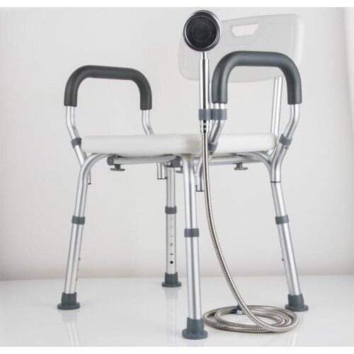 Waterproof antirust shower chair made of aluminum alloy for the elderly stable durable bathing aids non slip round stool