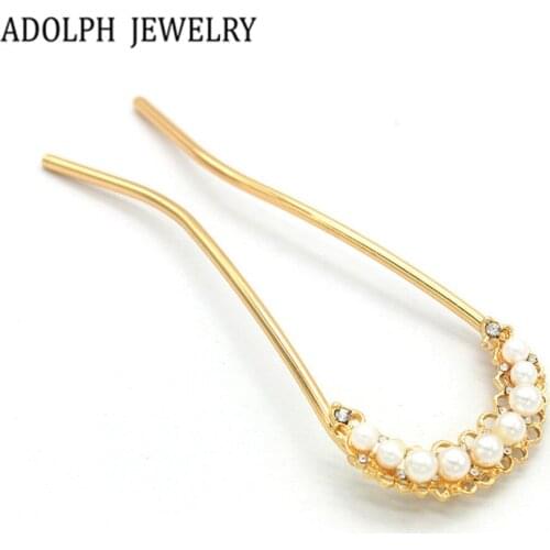ADOLPH Jewelry Wholesale Fashion For Women 2017 New Design Accessories Gold Colors Imitation Pearl Small Fresh Hairpin Best Gift