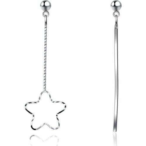 Hollow-out Star Pendant Drop Earring Chain Earring For Women 925 Sterling Silver Asymmetry Ear Party Jewelry Brinco