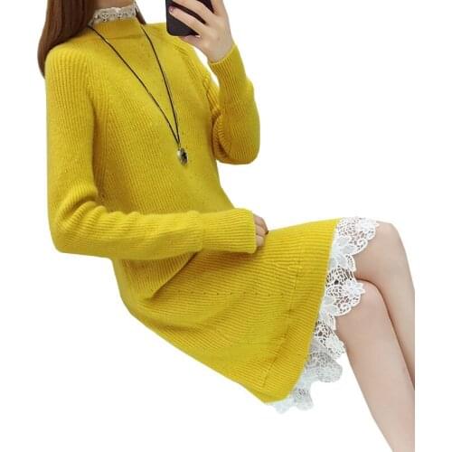 Women Autumn Dress Elegant Long Sleeve Bodycon Casual Ladies Sweater Dresses Winter Vintage Knit Bottoming Dress Vestidos L96