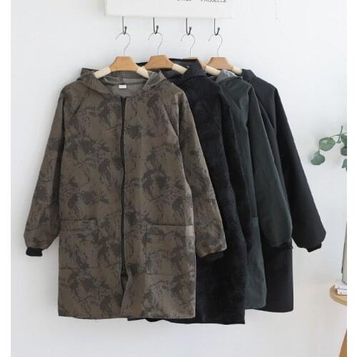 Smock coat plus velvet waterproof womens winter kitchen household fashion long-sleeved apron