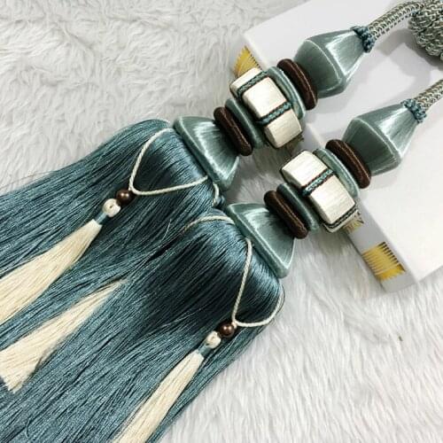 2pcs/lot Curtain Tieback Tassel Pagoda Double Ball Decor Hanging Ball Strap Home Windows Curtain Tie Backs Dubbele Ball Kwastjes