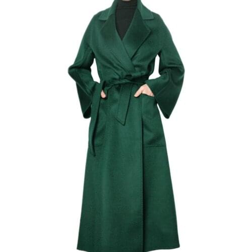 2020 Autumn and Winter Water Ripple Classic Coat Double-faced 100% Real Wool Coat Female Long Coat Women Jacket high quality 252