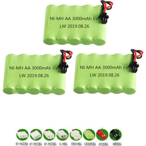 6v 3000mAh NiMH Battery For Rc toys Cars Boats Guns Tanks Trucks Robots 6v Rechargeable Battery AA Battery Pack 3Pcs