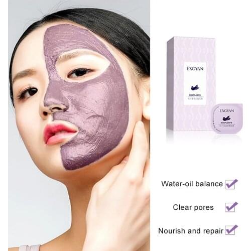 8 Pcs New Natural Eggplant Extract Mud Facial Mask Oil Control Moisturizing Acne Blackhead Deep Cleaning Mask For Eensitive Face