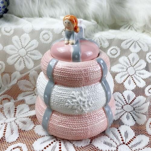 American Wedding Angel Valentines Day Pink Girl Heart Ceramic Can Storage Can Storage Can Decorative Decoration Can