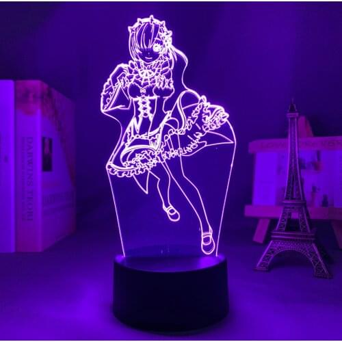 Anime 3d Lamp Re Zero Starting Life In Another World Nightlight for Bedroom Decor Birthday Gift Re Zero Rem Led Night Light
