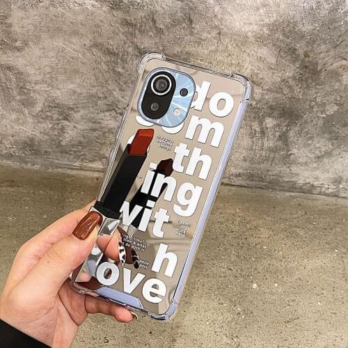 White English Mirror Case for Xiaomi 11 Case for Women Ins Korean Funda Capa for Mi 11ultra Xiaomi 11 Pro Girlfriend Gift Case