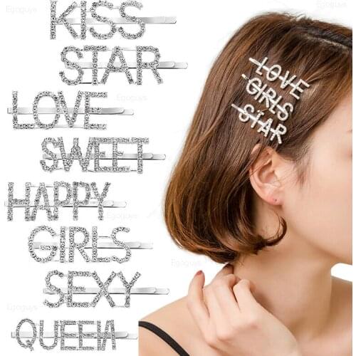 Shining Star Drippin Miss Letter Hairpins Crystal Rhinestones Word Hair Clips Women Styling Tool Girls Diamond Hair Accessories