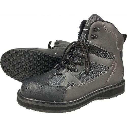 Fly Fishing Waders Hunting Boots Upstream Fishing Shoes Felt Anti-Slippery Sole Army Green Leather Lace Up Shoes for Men FR1