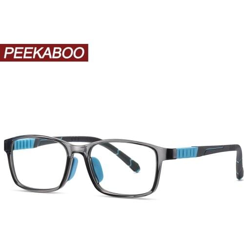 Peekaboo TR90 kids glasses anti blue light silicone boy square glasses frame for children girl fashion accessories purple