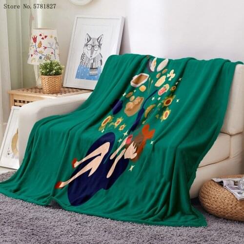 Kikis Delivery Service Flannel Blanket 3D Print Miyazaki Hayao Fleece Blanket Anime Cartoon Blanket For Bedroom Throw Blanket