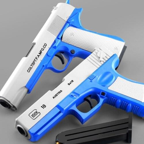 Glock EVA Soft Ball Toys Guns for Children Shooting Games Air Weapons Pistols G18 1911 Model Boys Shell Ejection with Silencer
