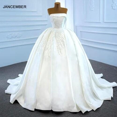 J67214 JANCEMBER Bridal Elegant Dress 2021 Strapless With Sleeveless Crystal Pearls Wedding Ball-Gown