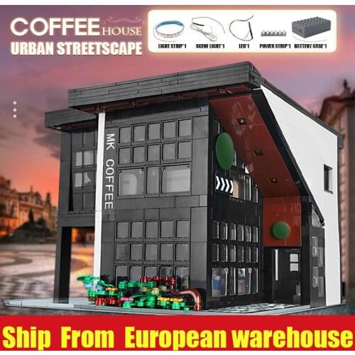 Mould King 16036 MOC City Streetview Building Blocks The MODERN CAFE Modular Model Assembly Bricks Kids Educational Toys Gifts