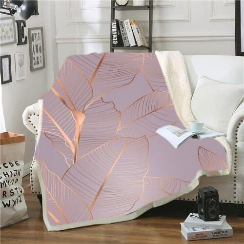 Colorful Blooming Sherpa Blanket Gold Glitter Throw Blanket For Bedroom Fleece Blanket Picnic Travel Airplane Fluffy Blanket