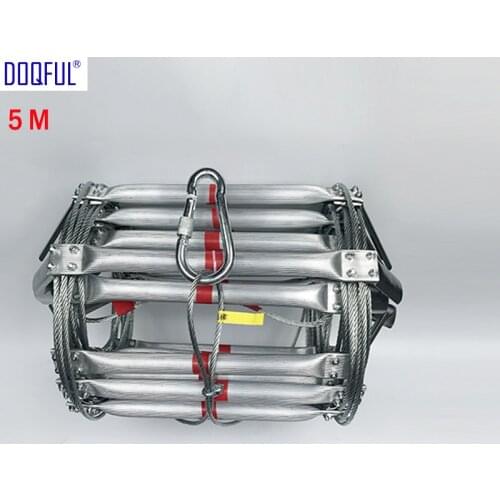 5M Fire Escape Ladder 17FT Folding Steel Wire Rope Ladders Aluminum Alloy Emergency Survival Rescue Safety Antiskid Tools New