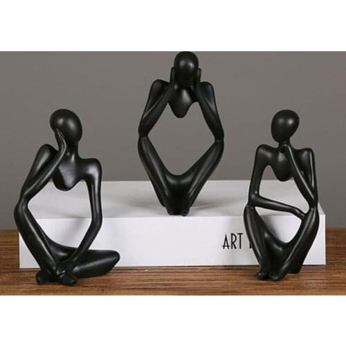 Mini Character Statue Thinker Sculpture Abstract Statue Resin Figurine Handmade Crafts Sculpture Modern Art Ornaments Home Decor