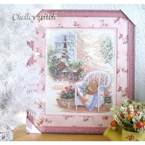 Gold Collection Counted Cross Stitch Kit Flower Yard Home Window Chair Florist Shop dim
