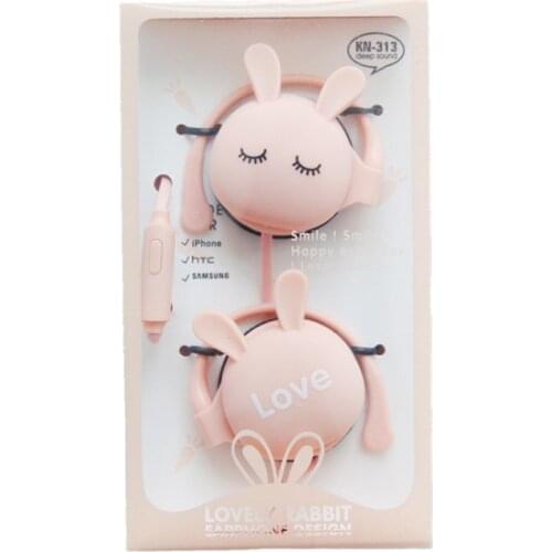 Cute Rabbit Cartoon Earphone Headphone with mic 3.5mm Ear-hook Sports Stereo Headset for Girls Kids Xiaomi Mobile Phone Gift Mp3