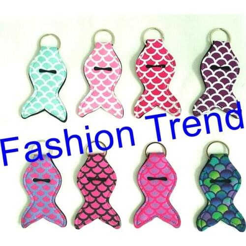 240pcs/lot free shipping New Arrival Latest Fashion 8 colors mixed personalized neoprene mermaid tail chapstick holder