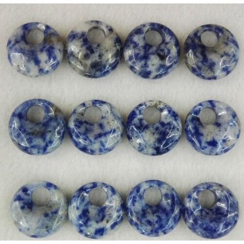 Wholesale good quality natural sodalite stone beads gogo donut charms pendants bead for jewelry necklace making 24pcs free