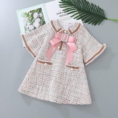 2 3 4 5 6 Years Toddler Girls Dress Fashion Korean Bow Bell Sleeve Princess Dress Kids Clothing Party Fashion Girl Dresses New