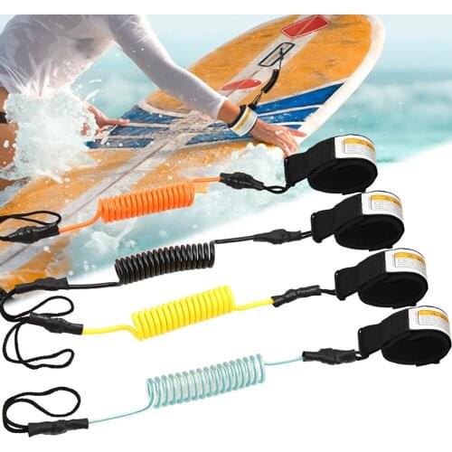 Surf Board Leash Surfing SUP Leash Elastic Coiled Stand UP Paddle Board Safety Hand/Foot Straps Surfboard Raft Kayak Rope