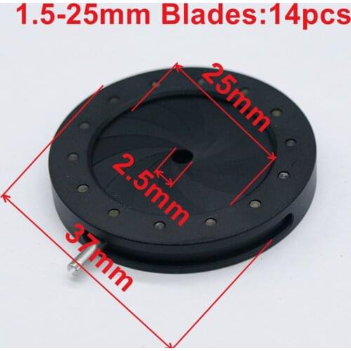 Durable 1.5-25mm Amplifying Diameter Metal Zoom Optical Iris Diaphragm Aperture Condenser for Digital Camera Microscope Adapter