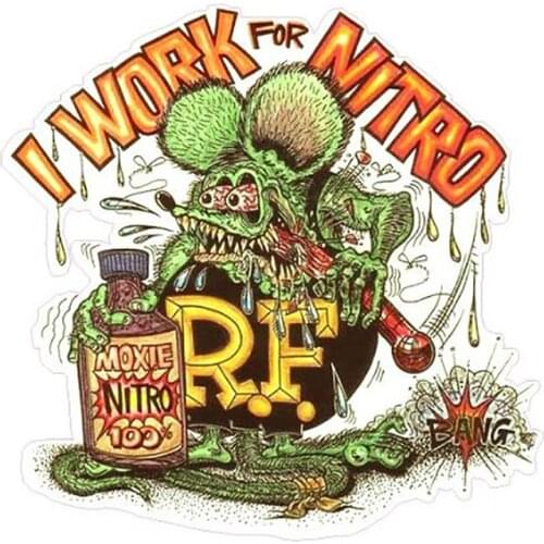 Rat Fink Work for Nitro Decal Funny Car Styling Vinyl Graphic Decor for Window Bumper Trunk Car Sticker