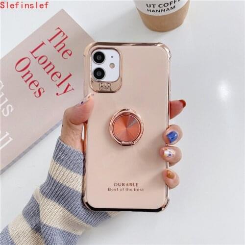 Luxury Electroplated Soft Silicone Case For OPPO Reno 2 3 4 Pro A9 2020 F11 A11 K1 R15X R17 Phone Stand Ring Holder Back Cover