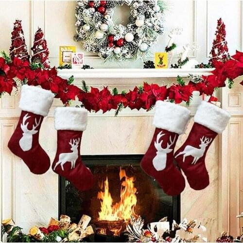 Christmas Gift Bag Christmas Stocking Christmas Tree Ornament For Kids Candy Bag Stocking New Year Prop Socks Xmas Decoration